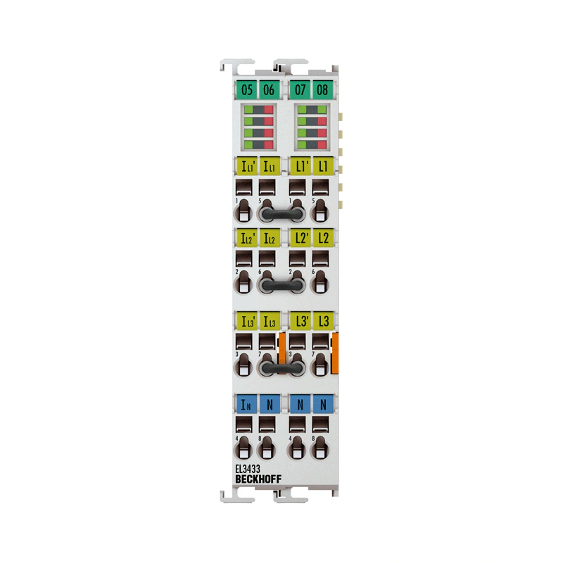 EtherCAT-модуль, 3-канальный аналоговый вход, измерение мощности, 500 В AC, 10 A, 16 бит Beckhoff EL3433